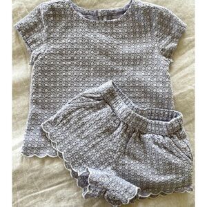 Gymboree Eyelet lined Top and shorts top 2T, shorts 18-24 mos